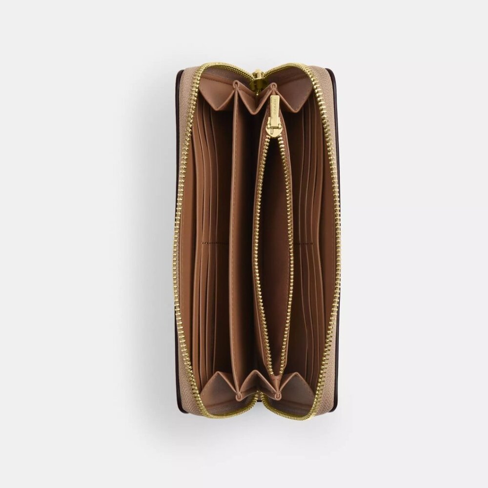 💋 Coach Long Zip Around Wallet In Signature Canvas With Lips Print - Picture 3 of 5